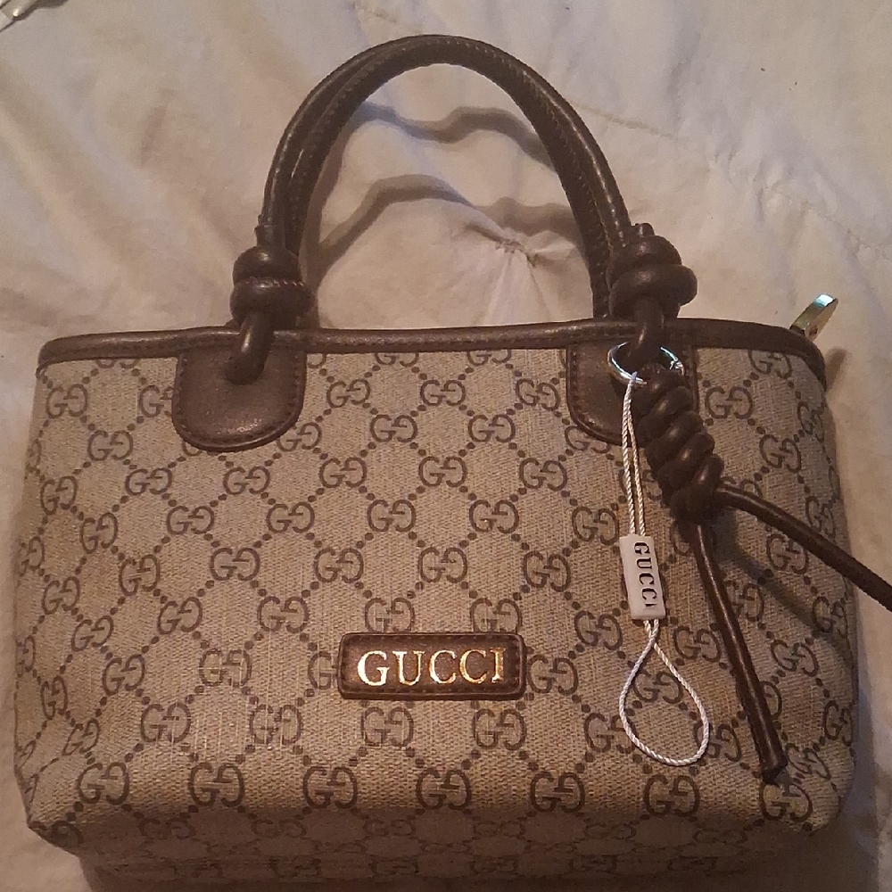 Gucci Beige and Brown Monogram Satchel